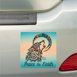 Tribal Wolf Howling At The Moon Car Magnet