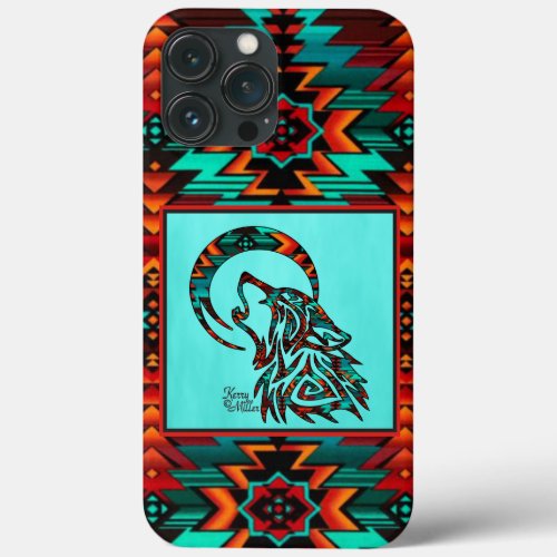 Tribal Wolf Howling At The Moon iPhone Case