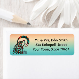 Tribal Wolf Howling At The Moon Label