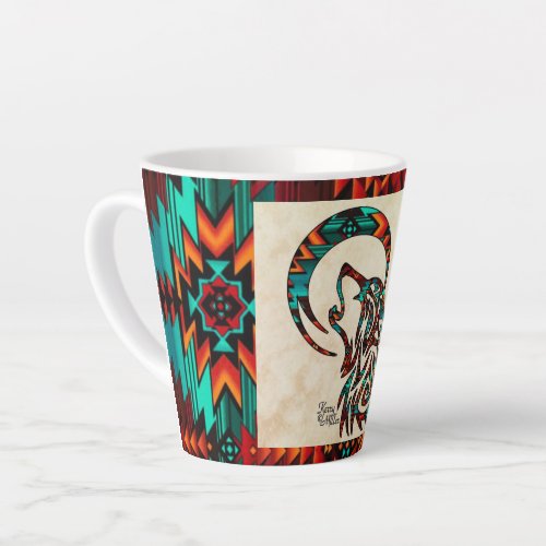 Tribal Wolf Howling At The Moon  Latte Mug