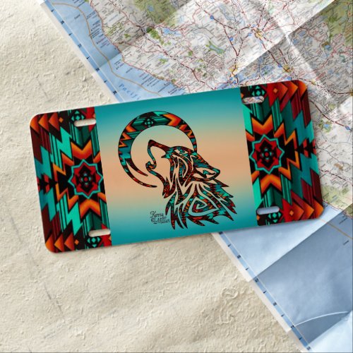 Tribal Wolf License Plate