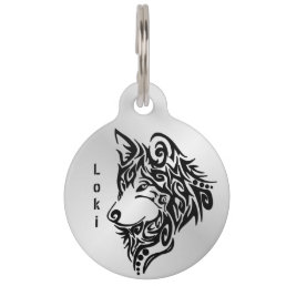 Tribal Wolf Name License and Contact Pet ID Tag