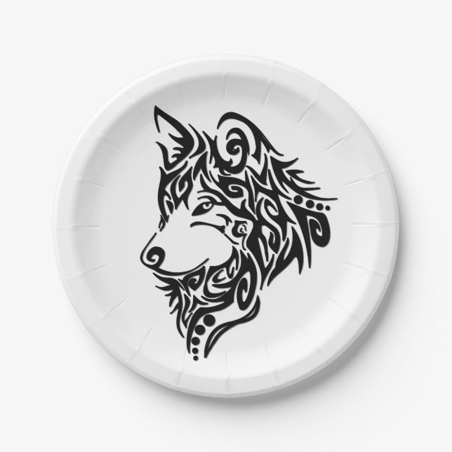 Tribal Wolf Paper Plates (Front)