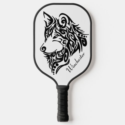 Tribal Wolf Personal Name Pickleball Paddle