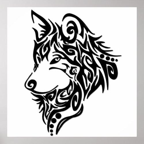 Tribal Wolf Poster