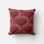 Tribal Wolf Red Black Howling Moon Throw Pillow