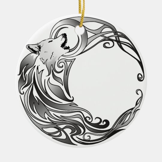 Tribal Wolf Shaded Ceramic Ornament Zazzle Com