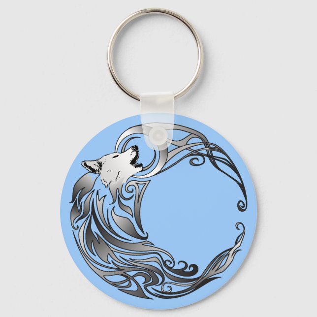 Tribal Wolf - Shaded Keychain (Front)