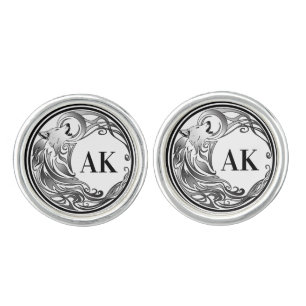 Tribal Wolf - Shaded Monogram Cufflinks