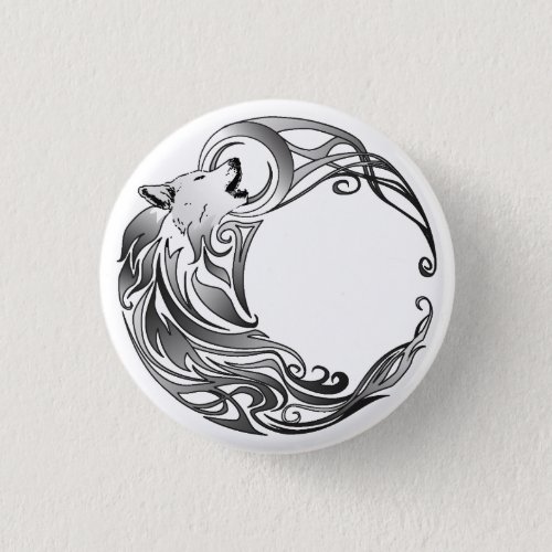 Tribal Wolf _ Shaded Pinback Button