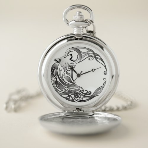 Tribal Wolf _ Shaded Pocket Watch