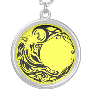 Tribal Wolf Silver Plated Necklace