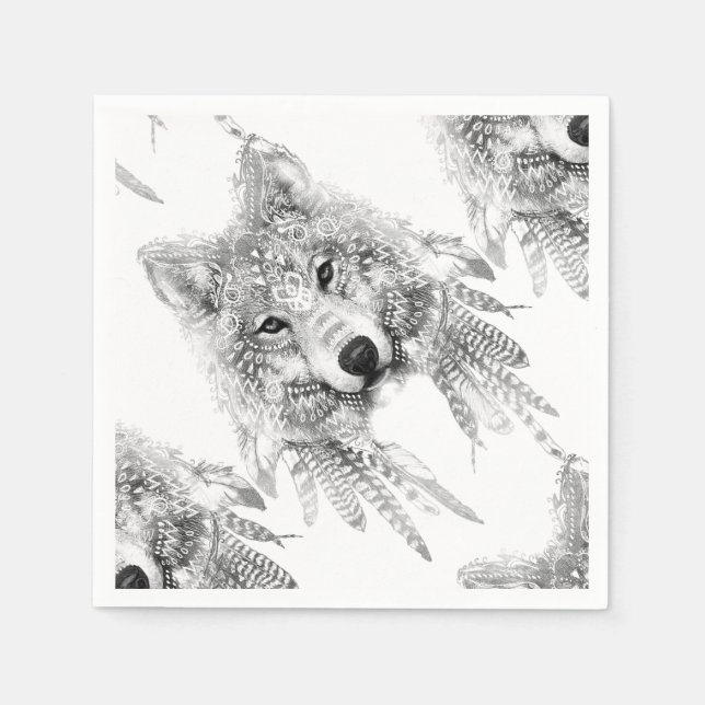 Tribal Wolf Spirit Paper Napkins (Front)
