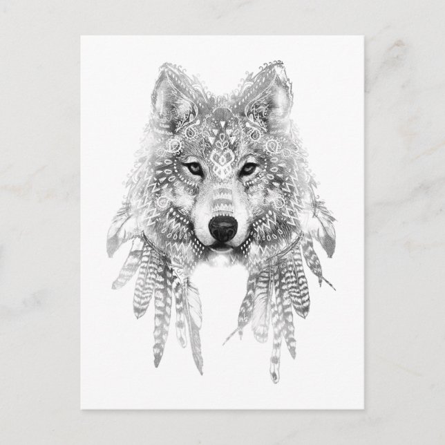 Tribal Wolf Spirit Postcard (Front)