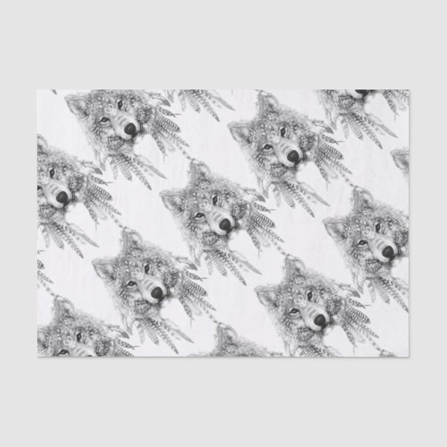 Tribal Wolf Spirit Tissue Paper (Front)