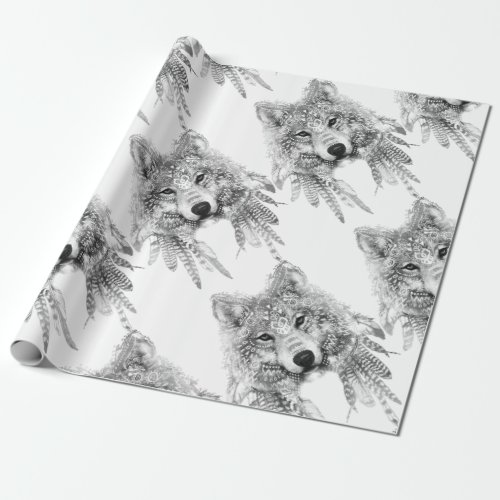 Tribal Wolf Spirit Wrapping Paper
