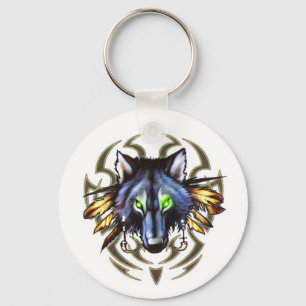 Tribal wolf tattoo design keychain
