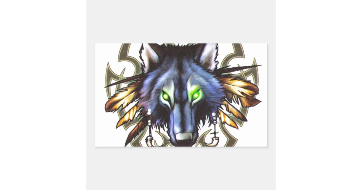 Tribal wolf tattoo design rectangular sticker | Zazzle Tribal wolf tattoo design rectangular sticker | Zazzle