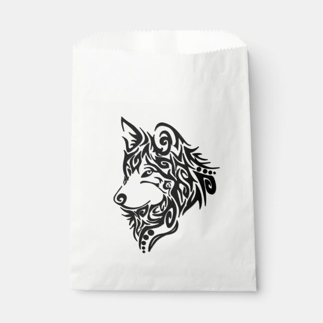 Tribal Wolf Thank You Favor Bag (Front)