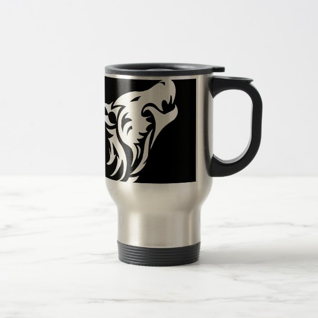 Tribal Wolf Travel Mug (Right)