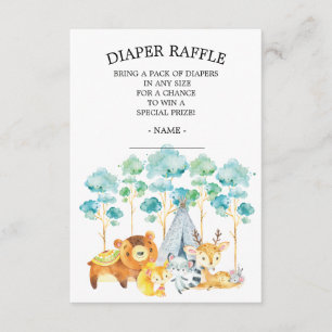 Tribal Woodland Animals Baby Shower Diaper Raffle Enclosure Card