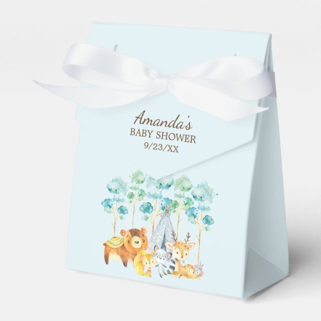 Tribal Woodland Animals Baby Shower Favor Box (Front Side)