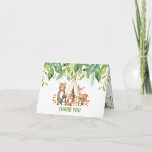 Tribal Woodland Animals Baby Shower Forest Neutral Letterpress Thank You Card