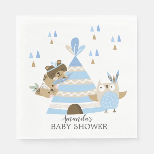 Tribal Woodland Animals Baby Shower Paper Napkins