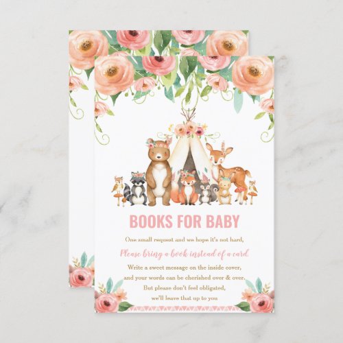 Tribal Woodland Animals Floral Books for Baby Card