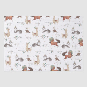Tribal Woodland Animals Teepee Feathers Decoupage Tissue Paper