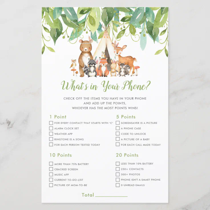 Tribal Woodland Animals What's In Your Phone Game | Zazzle Tribal Woodland Animals What's In Your Phone Game | Zazzle