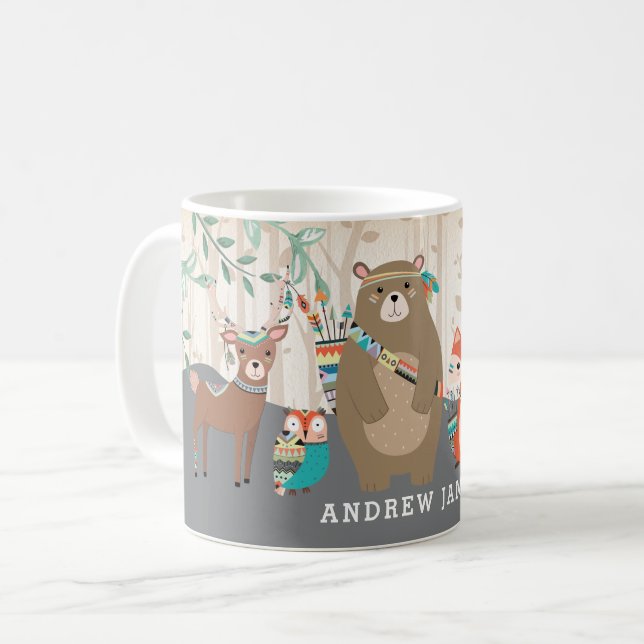 Tribal Woodland Animals Wild One 1st Birthday Gift Coffee Mug (Front Left)