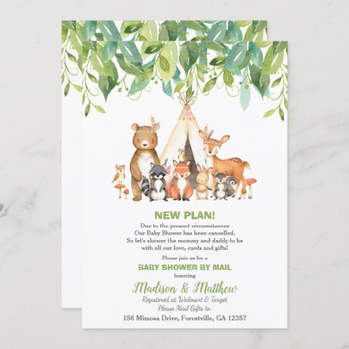 Tribal Woodland Baby Shower by Mail Greenery Boy Invitation