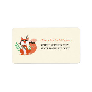 Tribal Woodland Fox Baby Shower Address Label