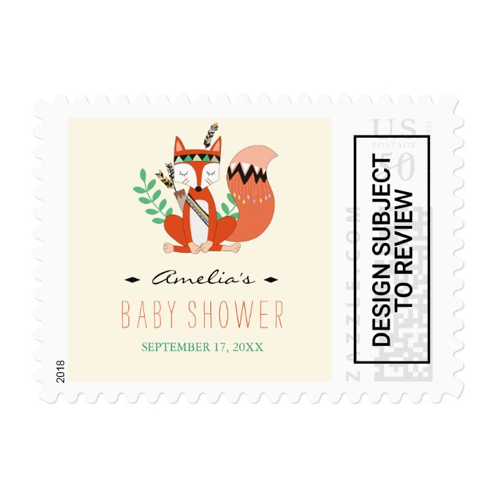 Tribal Woodland Fox Baby Shower Postage Stamps Zazzle Com