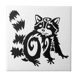 Tribal Woodland Raccoon Design Ceramic Tile