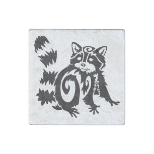 Tribal Woodland Raccoon Design Stone Magnet