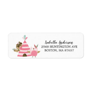 Tribal Woodland Wild One Baby Shower Address Label