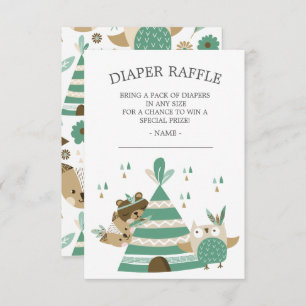 Tribal Woodland Wild One Baby Shower Diaper Raffle Invitation
