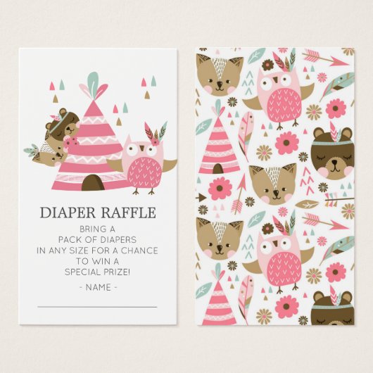 Tribal Woodland Wild One Baby Shower Diaper Ticket (Front & Back)