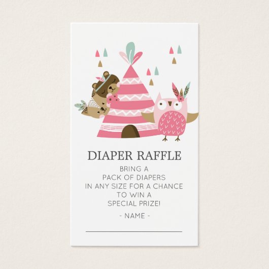 Tribal Woodland Wild One Baby Shower Diaper Ticket (Front)
