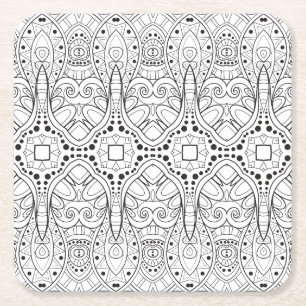 Tribal Zendoodle Design Square Paper Coaster