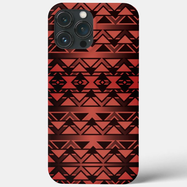 Tribal ZigZag triangles on gradient dark salmon  Case-Mate iPhone Case (Back)