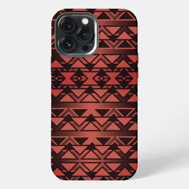 Tribal ZigZag triangles on gradient dark salmon  Iphone Case (Back)