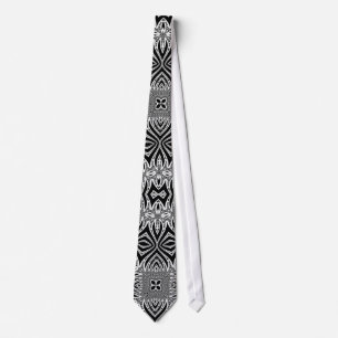 Tribalistic Black White Mens Fashion neck Tie