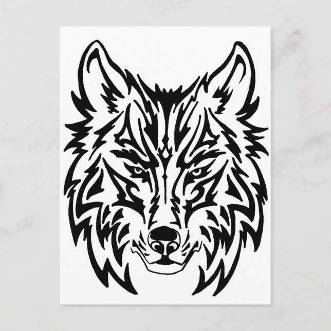 TribalWolfWhiteBackground Postcard (Front)