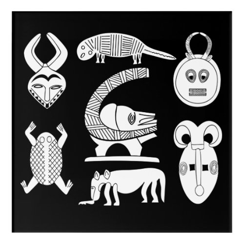tribe masks and african animals acrylic print