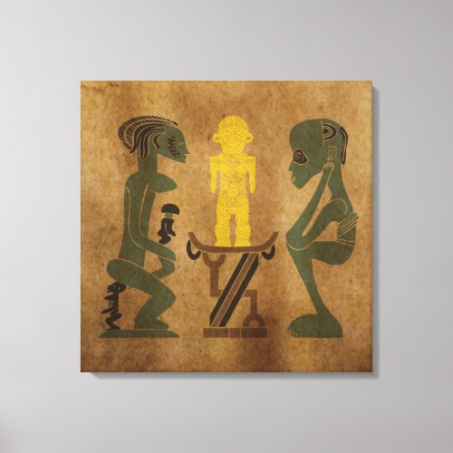 tribe ritual scene rock carving canvas print