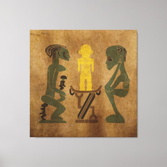 tribe rock carving ritual scene canvas print (Front)