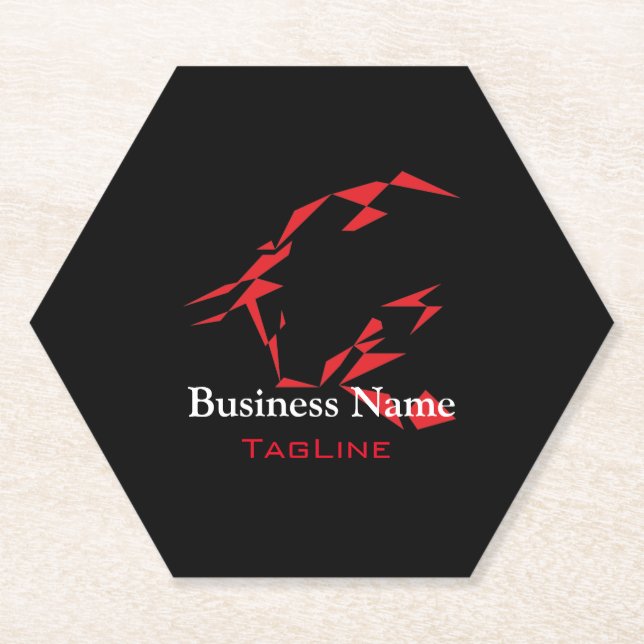 TribeBull Red on Black Business Card Paper Coaster (Front)